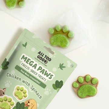 All Too Good  Mega Paws Freeze-Dried Treats Chic w/Spinach 54g